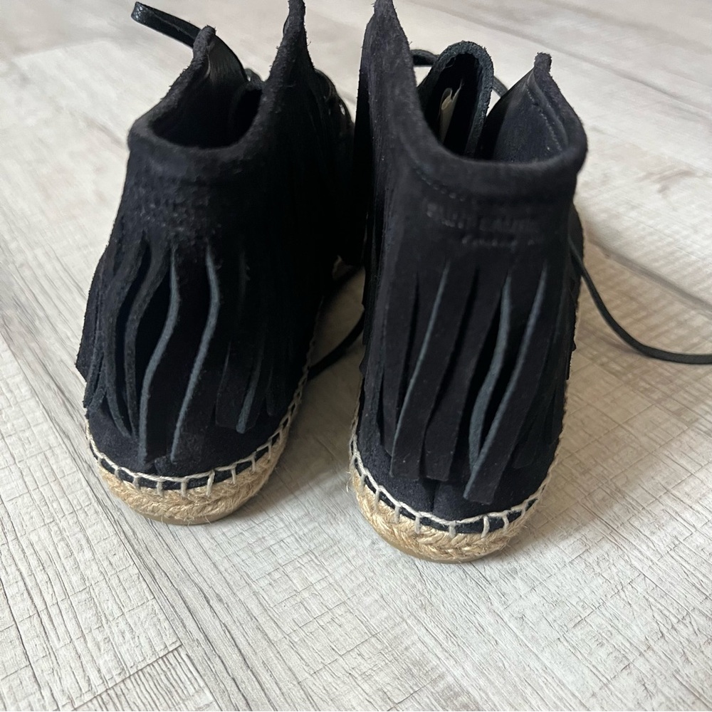 NEW SAINT LAURENT Fringe Suede Espadrille Black Desert Boots Size 36 - Picture 14 of 16